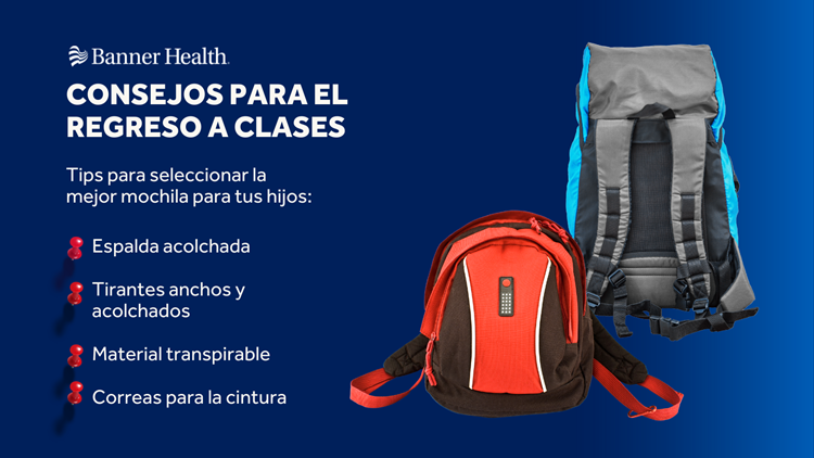 Picture of backpacks with list of safety tips
