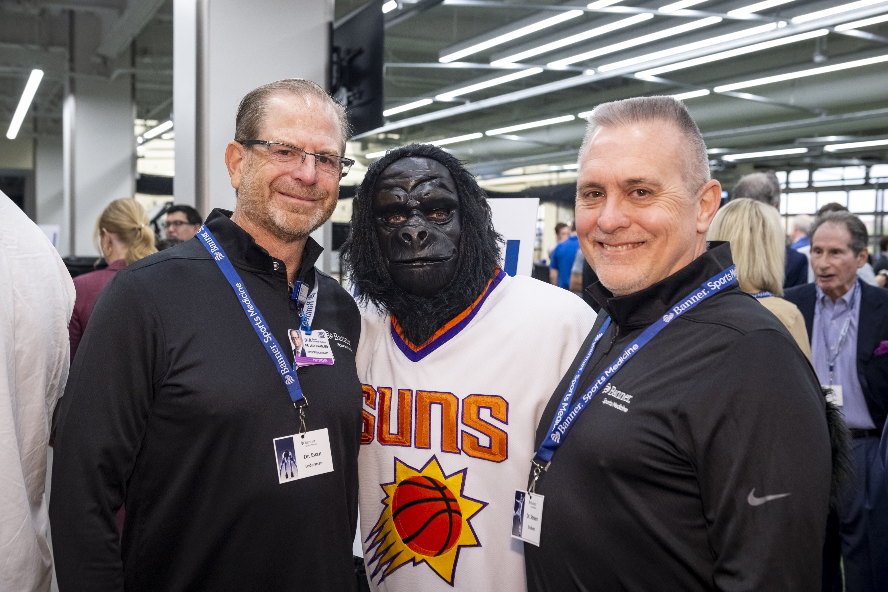 Dr. Evan Lederman, Go the Gorilla, and Dr. Steven Erickson
